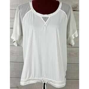 Lululemon Final Count Tee White Mesh Drawcord Waist Stretch Short Sleeve Sz M